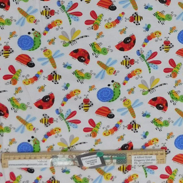 Patchwork Sewing Fabric Flannelette Bugs Allover 50x55cm FQ