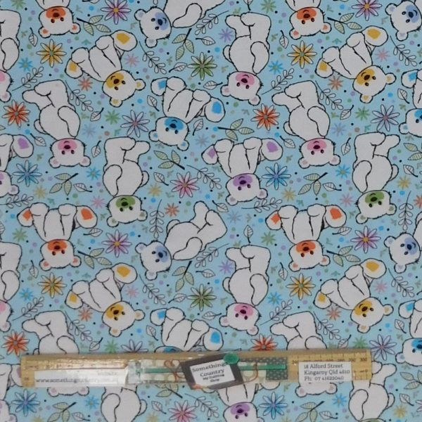 Patchwork Sewing Fabric Flannelette Teddy Bears Allover 50x55cm FQ
