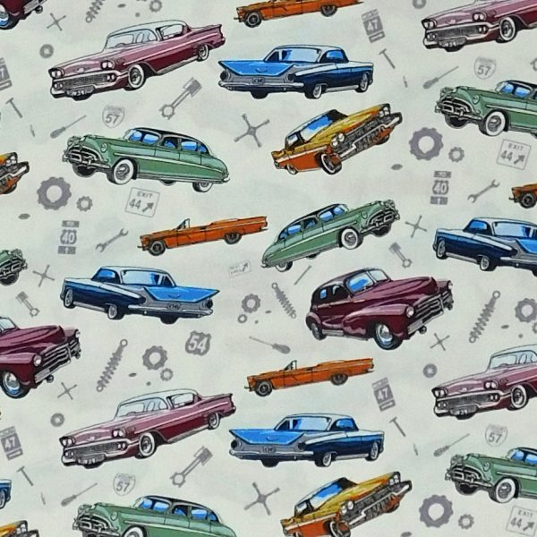 Patchwork Quilting Sewing Fabric Hot Rods Classics Allover 50x55cm FQ