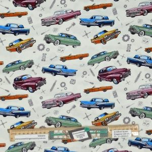 Patchwork Quilting Sewing Fabric Hot Rods Classics Allover 50x55cm FQ