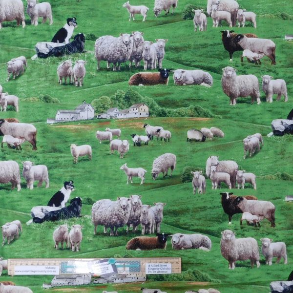 Patchwork Quilting Sewing Fabric Farm Field Sheep Allover 50x55cm FQ