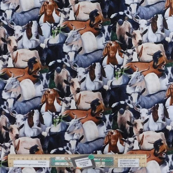 Patchwork Quilting Sewing Fabric Farm Goats Allover 50x55cm FQ
