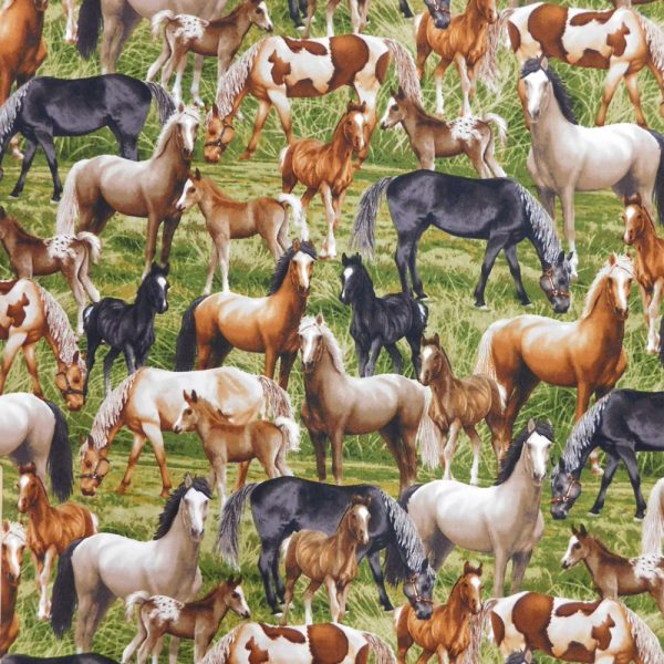 Patchwork Quilting Sewing Fabric Cottonwood Horses Allover 50x55cmFQ
