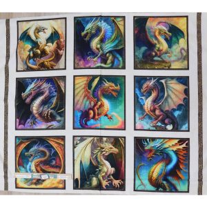Patchwork Quilting Sewing Fabric Dragon Fyre Large Panel 94x110cm