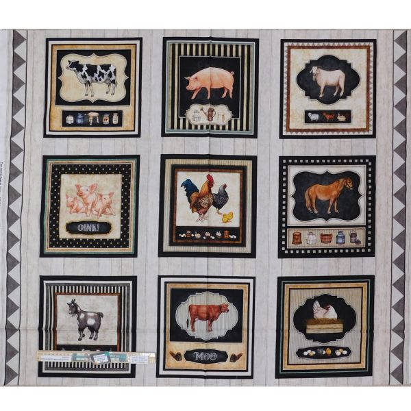Patchwork Quilting Sewing Fabric Country Farm Panel 94x110cm