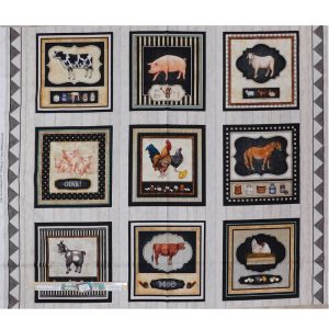 Patchwork Quilting Sewing Fabric Country Farm Panel 94x110cm