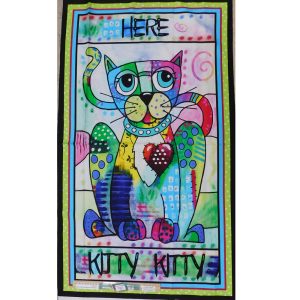 Patchwork Quilting Sewing Fabric Here Kitty Kitty Panel 64x110cm