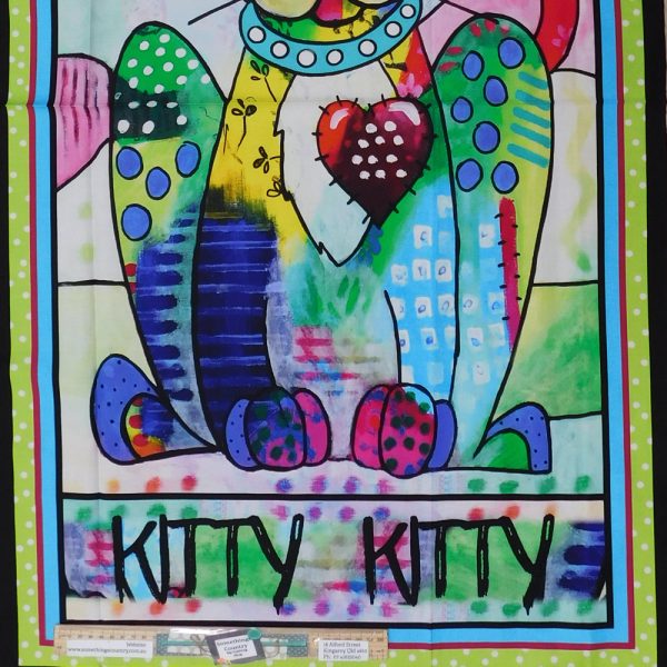 Patchwork Quilting Sewing Fabric Here Kitty Kitty Panel 64x110cm