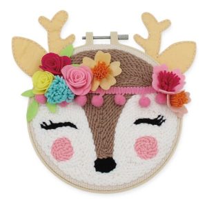 Make It Punch Needle Kit Kids Beginner Deer in Hoop Inc Threads