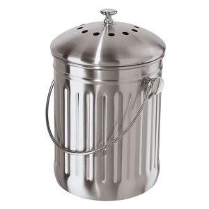 Appetito Enamel Retro Kitchen Scraps Silver Compost Bucket 4.5L