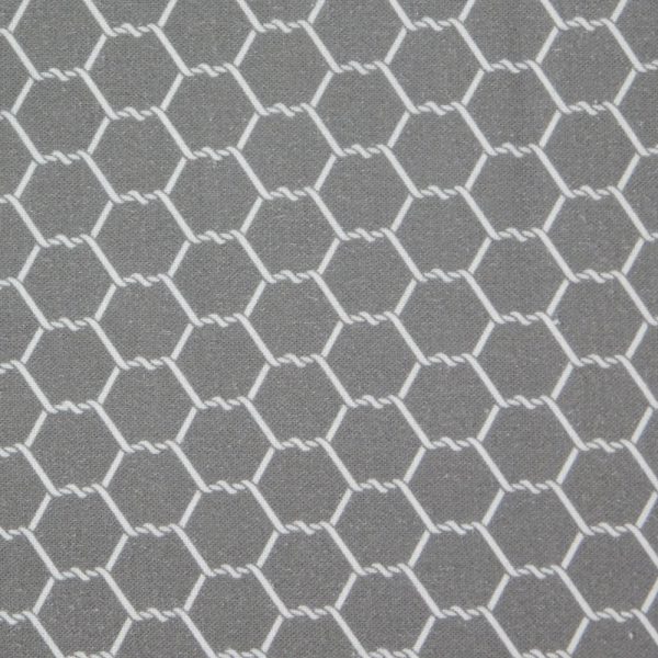 Patchwork Quilting Sewing Fabric Grey White Chicken Wire Check 50x55cm FQ