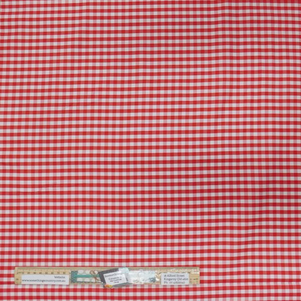 Patchwork Quilting Sewing Fabric Red Delicious Gingham Check 50x55cm FQ