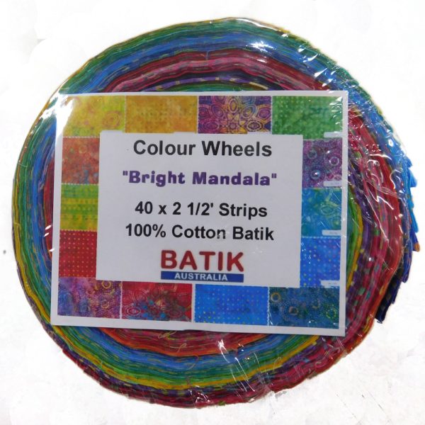 Batik Quilting Patchwork Sewing Jelly Roll Bright Mandala 2.5 Inch Fabrics