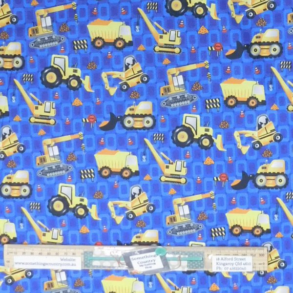 Patchwork Quilting Sewing Fabric Construction Trucks 50x55cm FQ
