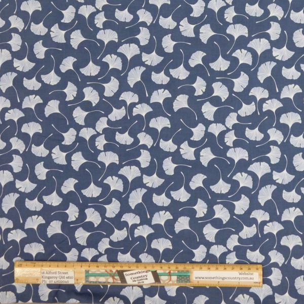 Patchwork Quilting Sewing Fabric Blue Ginkgo 50x55cm FQ