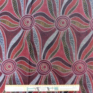 Patchwork Quilting Fabric Aboriginal Ladies Dancing Red 50x55cm FQ
