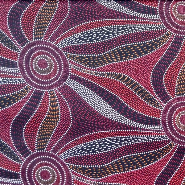 Patchwork Quilting Fabric Aboriginal Ladies Dancing Red 50x55cm FQ