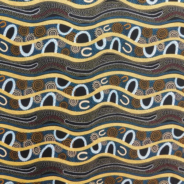Patchwork Quilting Fabric Aboriginal Gathering By the River 50x55cm FQ