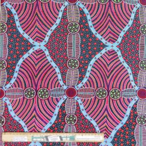 Patchwork Quilting Fabric Aboriginal Cross Seeds Red 50x55cm FQ