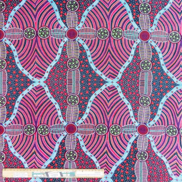 Patchwork Quilting Fabric Aboriginal Cross Seeds Red 50x55cm FQ