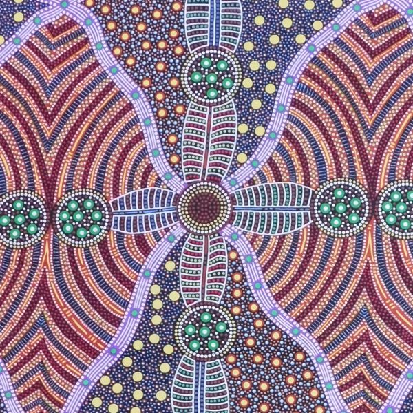 Patchwork Quilting Fabric Aboriginal Cross Seeds Yellow 50x55cm FQ