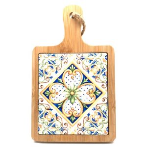 French Country Kitchen Wooden Serving Cheese Board Tile Inlay
