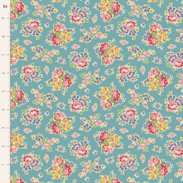 Quilting Patchwork Fabric TILDA Jubilee Sue Teal 50x55cm FQ