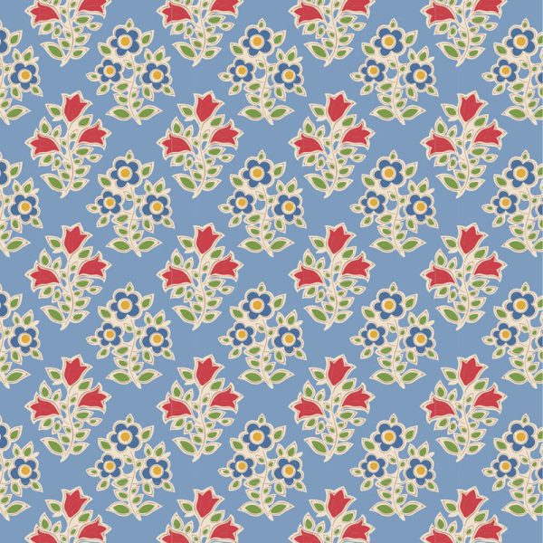 Quilting Patchwork Fabric TILDA Jubilee Farm Flowers Light Blue 50x55cm FQ