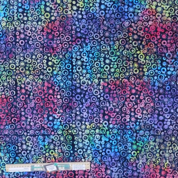 Quilting Patchwork Sewing Backing Batik Rainbow Bubbles 50x280cm