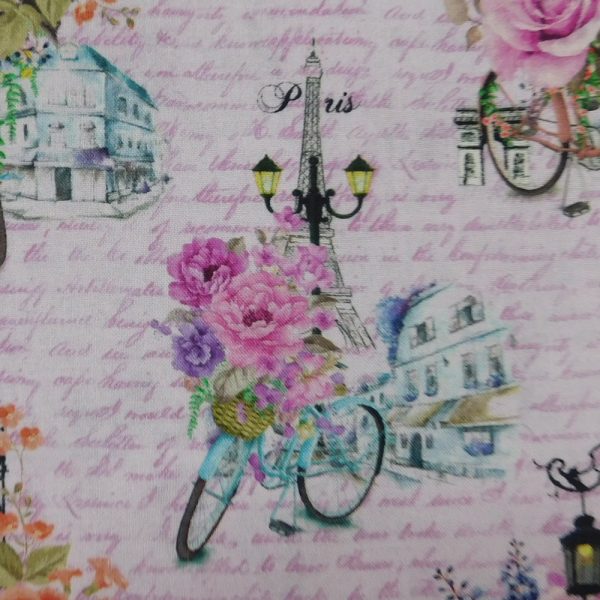 Patchwork Quilting Sewing Fabric Paris Bicycle Allover 50x55cm FQ
