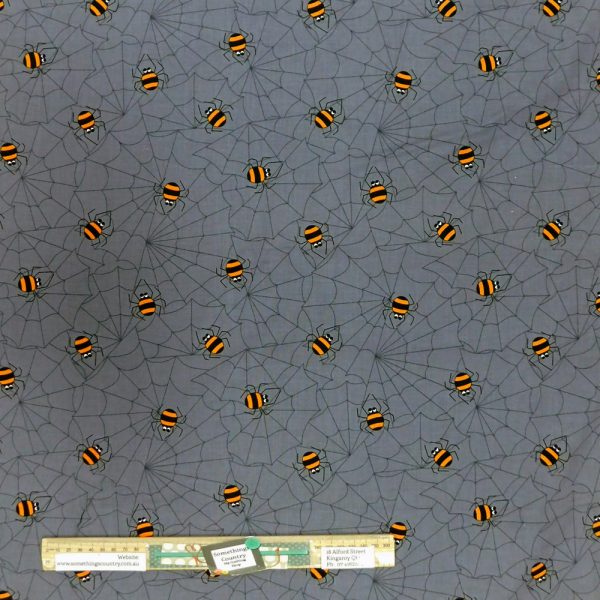 Patchwork Quilting Sewing Fabric Halloween Grey Spiders 50x55cm FQ