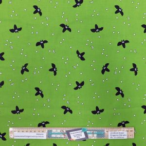 Patchwork Quilting Sewing Fabric Halloween Green Bats 50x55cm FQ