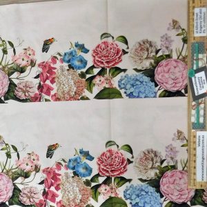 Patchwork Quilting Sewing Fabric Butterfly Bouquet Cream Border 50x55cm FQ