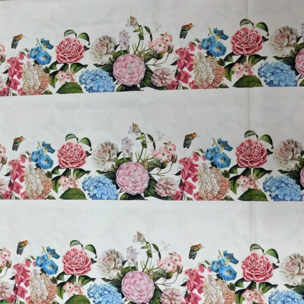 Patchwork Quilting Sewing Fabric Butterfly Bouquet Cream Border 50x55cm FQ