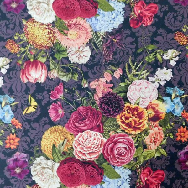 Patchwork Quilting Sewing Fabric Butterfly Bouquet Black 50x55cm FQ