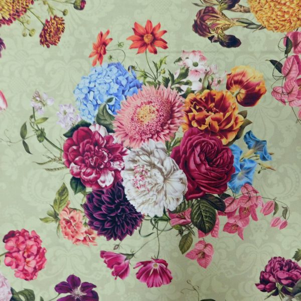 Patchwork Quilting Sewing Fabric Butterfly Bouquet Green 50x55cm FQ