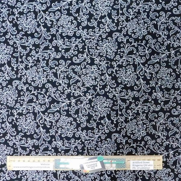Patchwork Quilting Sewing Fabric Black with Metallic Silver 50x55cm FQ