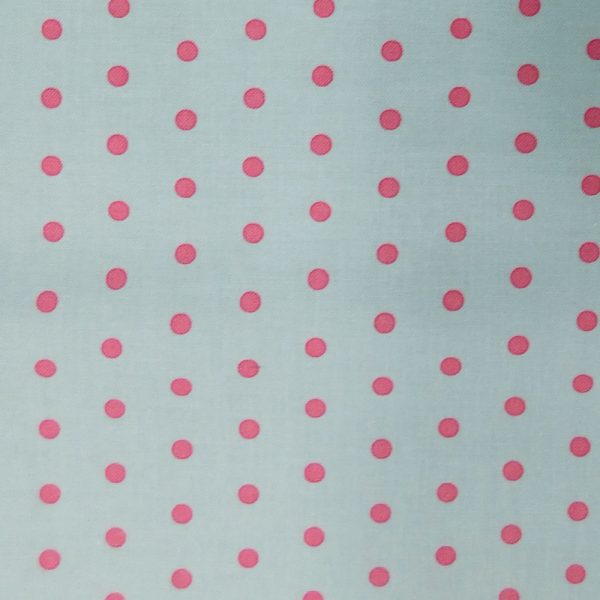 Patchwork Quilting Sewing Fabric Blue with Pink Spots 50x55cm FQ
