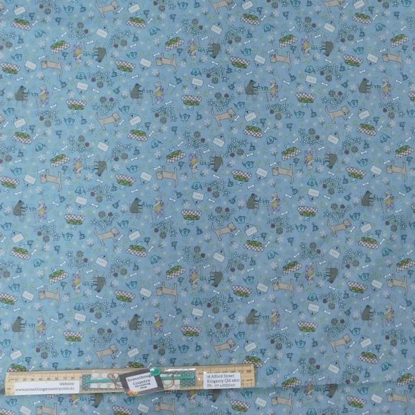 Patchwork Quilting Sewing Fabric Good Boy Kitty Blue 50x55cm FQ