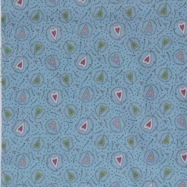 Patchwork Quilting Sewing Fabric Good Boy Hearts Blue 50x55cm FQ