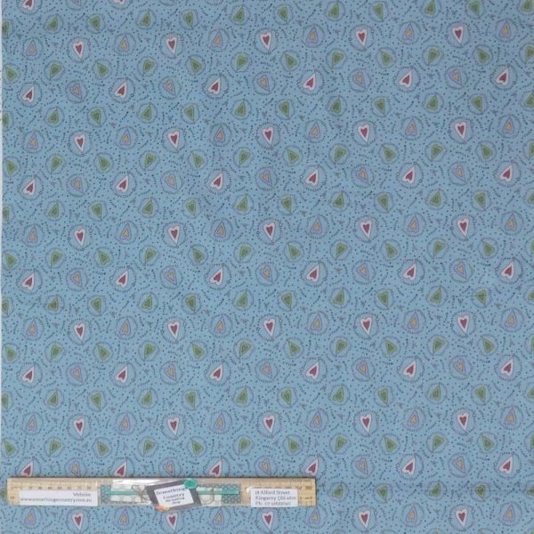 Patchwork Quilting Sewing Fabric Good Boy Hearts Blue 50x55cm FQ