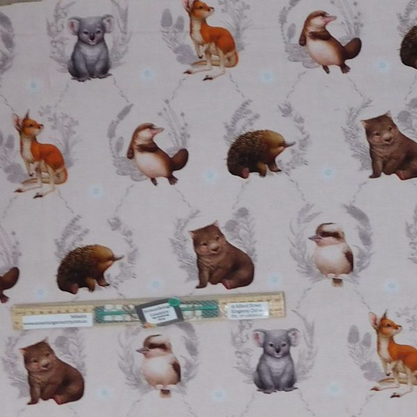 Patchwork Quilting Aussie Animals Panel Peach 48x110cm Fabric