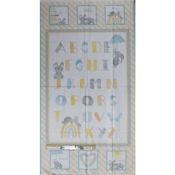 Patchwork Quilting Bunny Love Easter Alphabet Panel 61x110cm Fabric