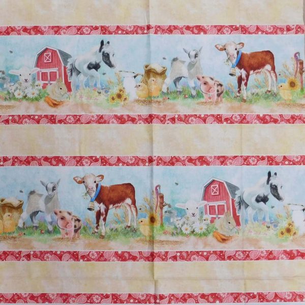 Patchwork Quilting Sewing Barnyard Babies Border Panel 60x110cm Fabric