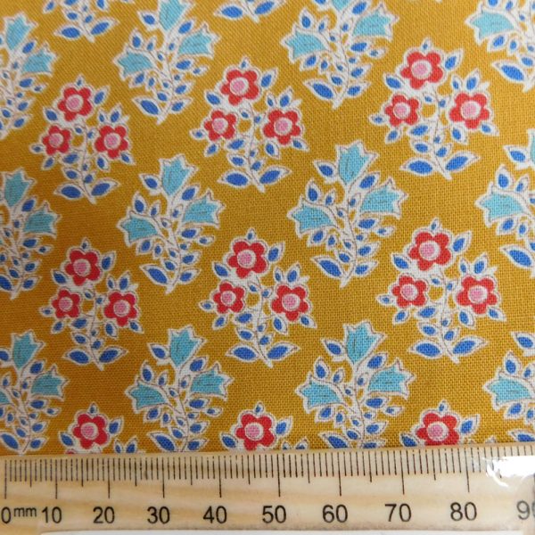 Quilting Patchwork Fabric TILDA Jubilee Farm Flowers Mustard 50x55cm FQ