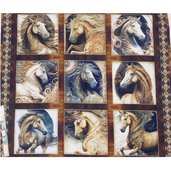Patchwork Quilting Sewing Stallion Song Large Panel 93x110cm Fabric