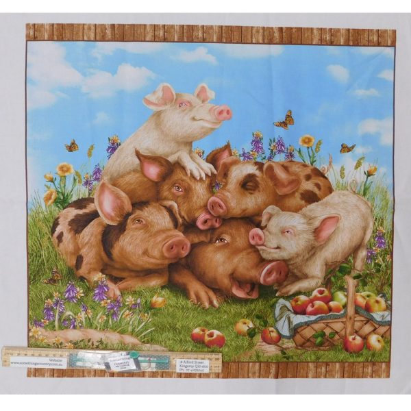 Patchwork Quilting Sewing Happy Piggies 62x110cm Fabric Panel
