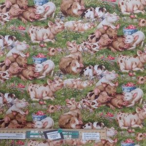 Patchwork Quilting Sewing Fabric Pasture Piggies 50x55cm FQ