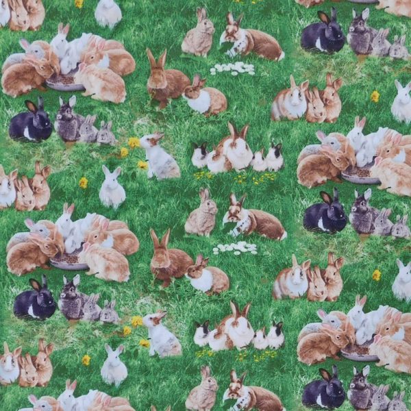 Patchwork Quilting Sewing Fabric Field of Bunnies 50x55cm FQ