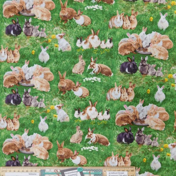 Patchwork Quilting Sewing Fabric Field of Bunnies 50x55cm FQ